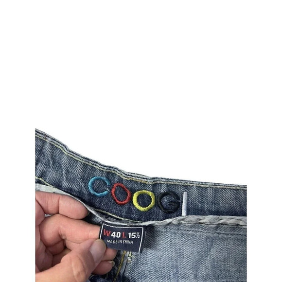 Coogi Shorts 40 Meas 38 Blue Denim Embroidered VTG Y2K Baggy Hip Hop Jean Jorts - Picture 8 of 13